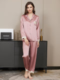 SilkSilky AU Pure Silk Long Sleeve Lapel Women's Pyjamas PaleMauve 005