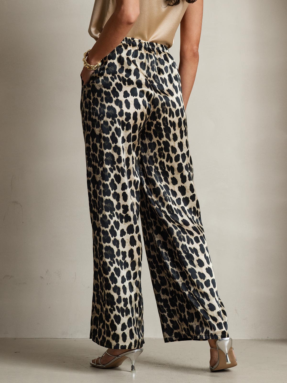 SilkSilky-AU Pure Silk Womens Pants Leopard 002