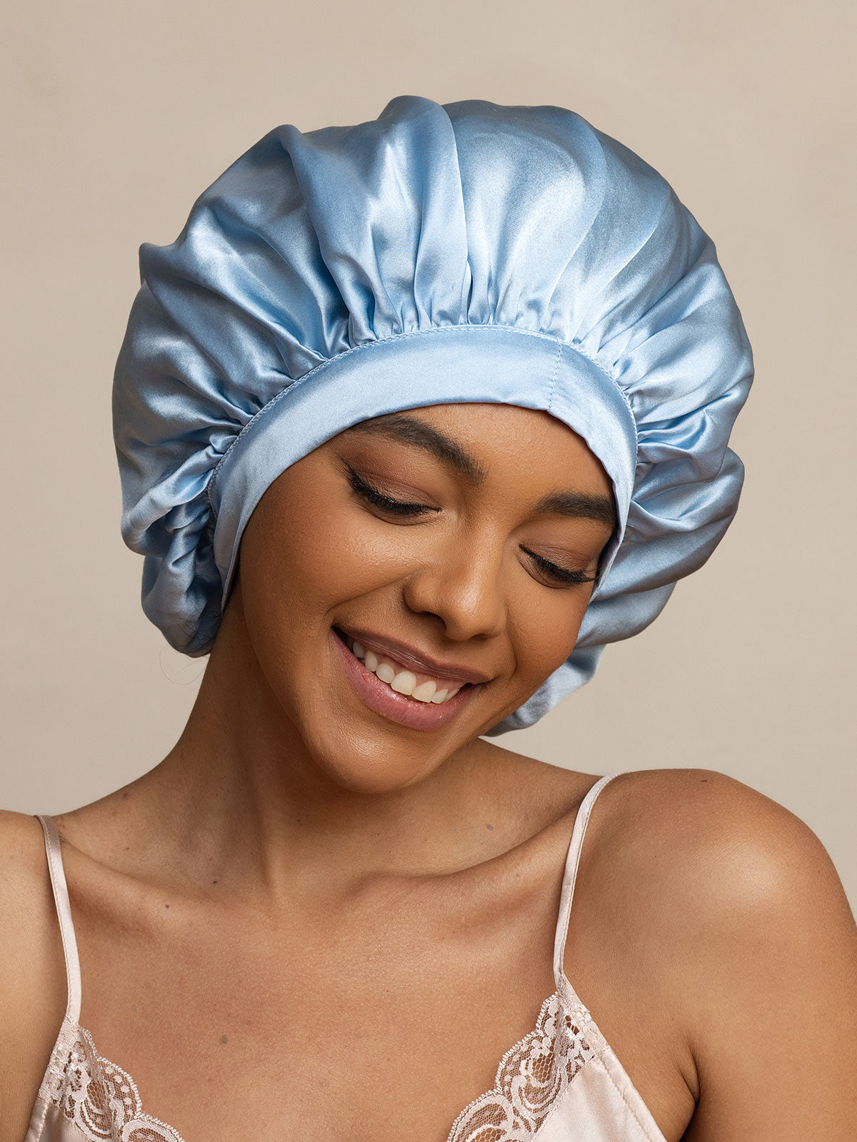 SilkSilky-AU Pure Silk Sleep Cap LightBlue 004