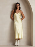 SilkSilky-AU Pure Silk Sleeveless Round Neck Dress Yellow 001