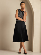 [Black] SilkSilky-AU 19Momme Stretch Silk Charmeuse Skirt 006