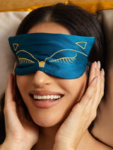 [Teal] SilkSilky-AU Pure Silk Eye Mask 002