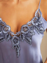 [Steel Blue] SilkSilky-AU Sleeveless V Neck Nightgown 004