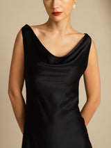 [Black] SilkSilky-AU Sleeveless Cowl Neck Dress 003