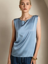 [Grayish Blue] SilkSilky-AU Sleeveless Round Neck Camisole 004