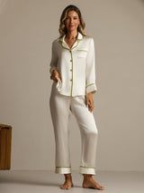 [White] SilkSilky-AU Long Sleeve Notch Collar Women's Pyjamas 007