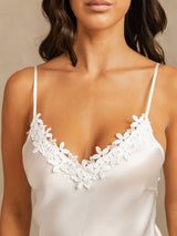 [White] SilkSilky-AU Spaghetti Strap Nightgown 005