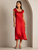 [Wine] SilkSilky-AU Cap Sleeve Dress 005