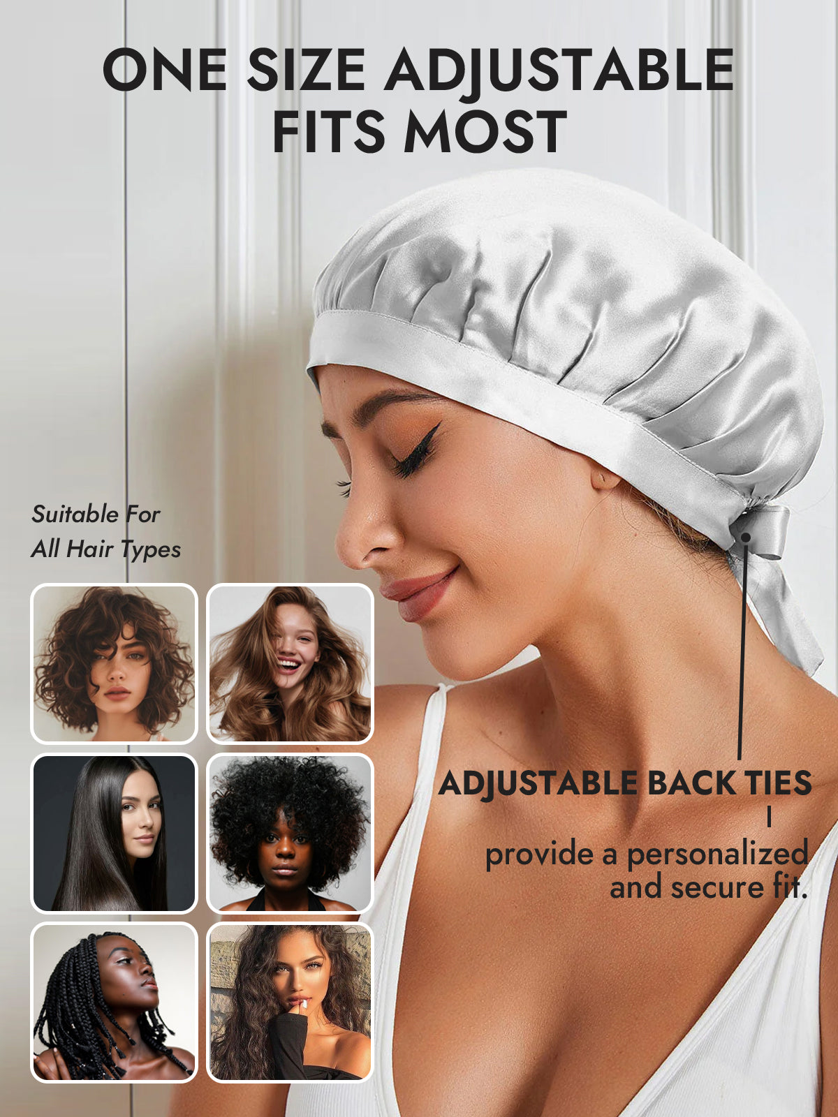 [Silver] SilkSilky-AU Pure Silk Sleep Cap 005