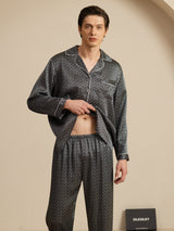 [Black Ginkgo] SilkSilky-AU 19Momme Long Sleeve Notch Collar Men's Pyjamas 004