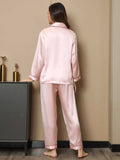 SilkSilky AU Pure Silk Long Sleeve Lapel Women's Pyjamas Pink 002