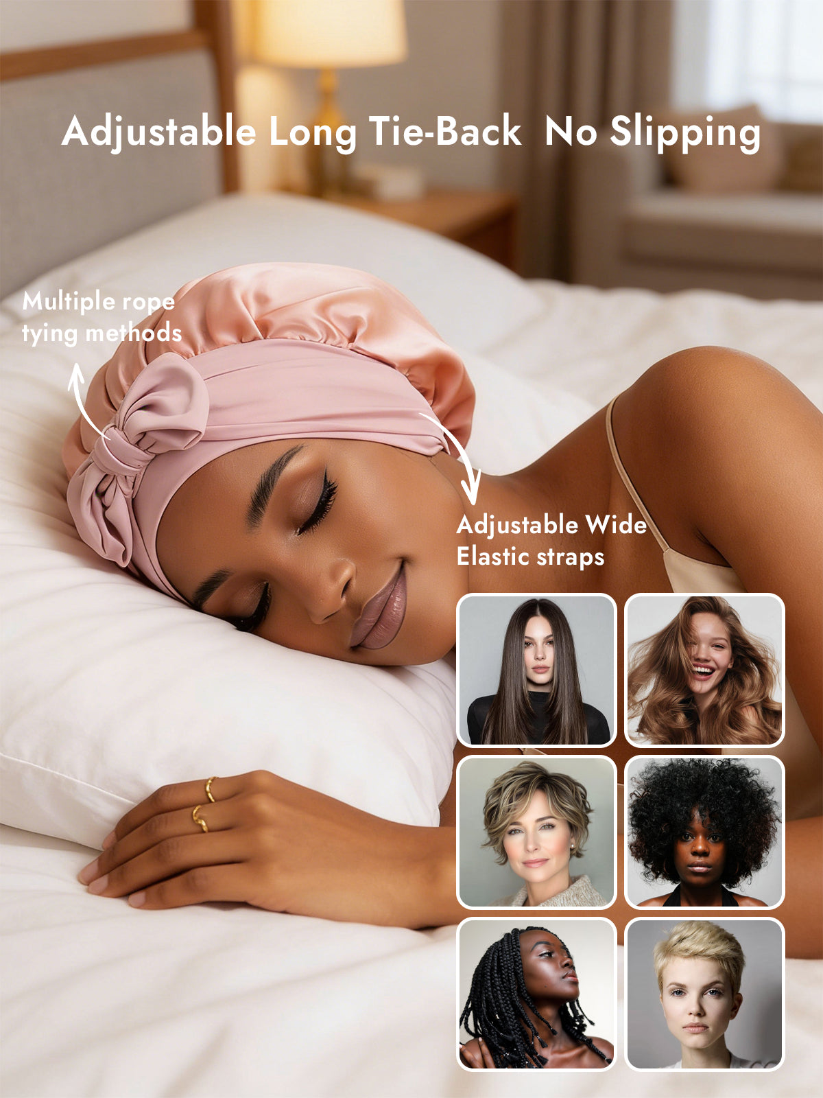 [Pink] SilkSilky-AU Pure Silk Sleep Cap 004