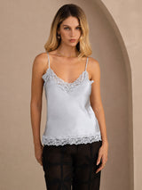 [Grayish Blue] SilkSilky-AU Spaghetti Strap V Neck Camisole 003