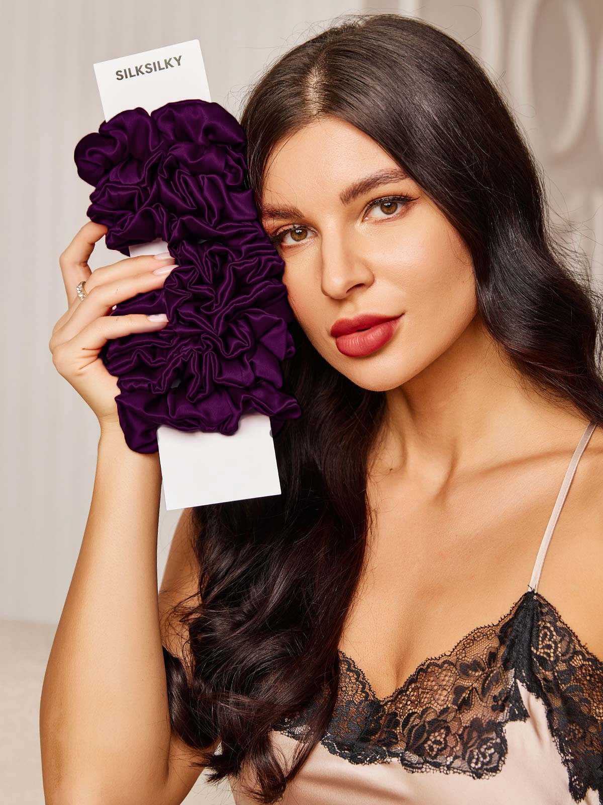 [Deep Purple] SilkSilky-AU 19Momme Pure Silk Scrunchie 002