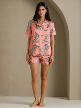 [Pink Cat] SilkSilky-AU Short Sleeve Lapel Collar Women's Pyjamas 009