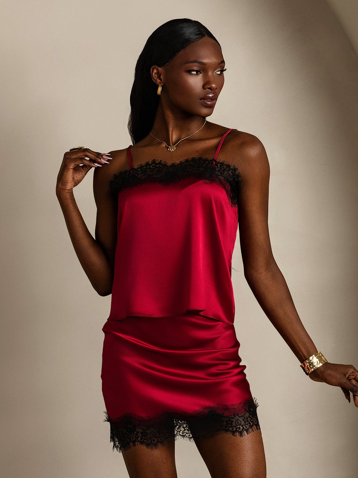 SilkSilky-AU 19Momme Silk Camisole Set Wine 006