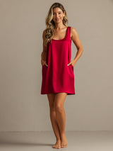 [Wine] SilkSilky-AU 19Momme Machine-Washable Silk Sleeveless Scoop Neck Nightgown 003