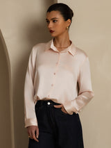 [Light Pink] SilkSilky-AU Long Sleeve Lapel Collar Women's Shirt 008