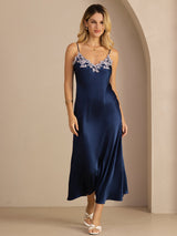 [Blue] SilkSilky-AU Spaghetti Strap V Neck Dress 007
