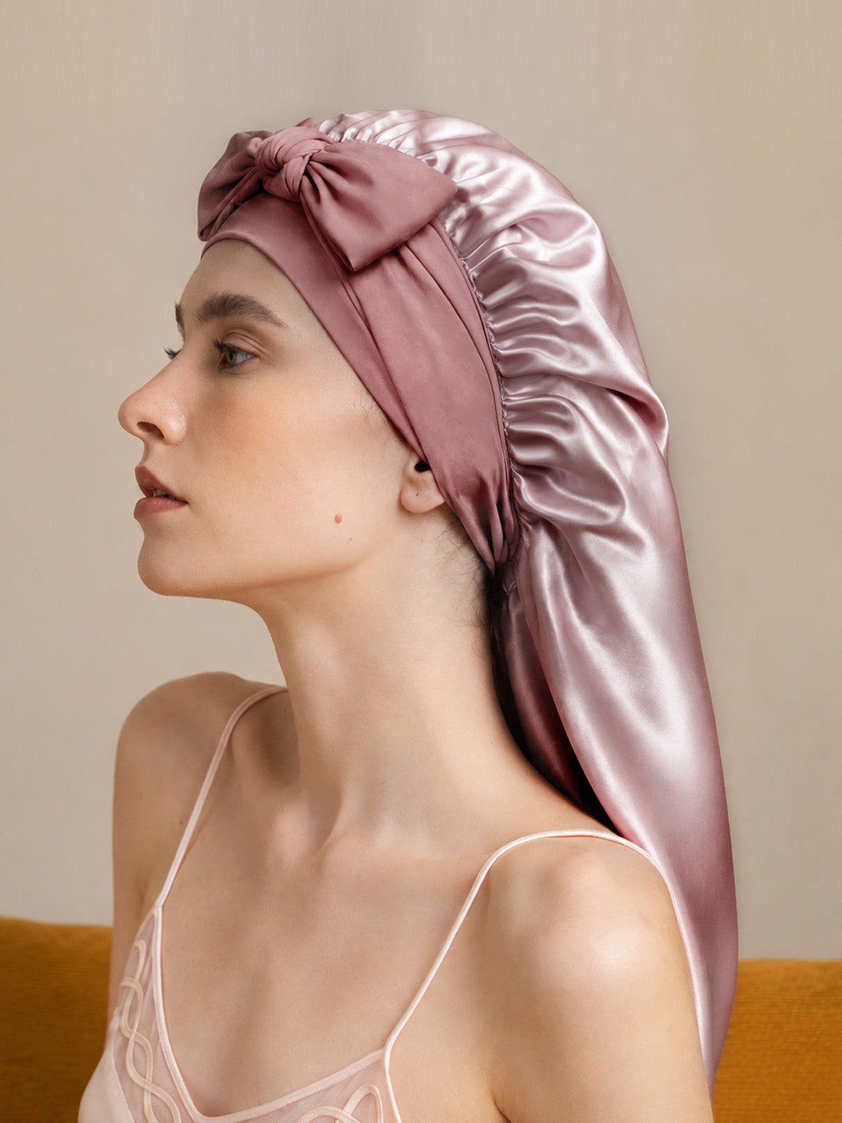 [Pink] SilkSilky-AU Sleep Cap 001