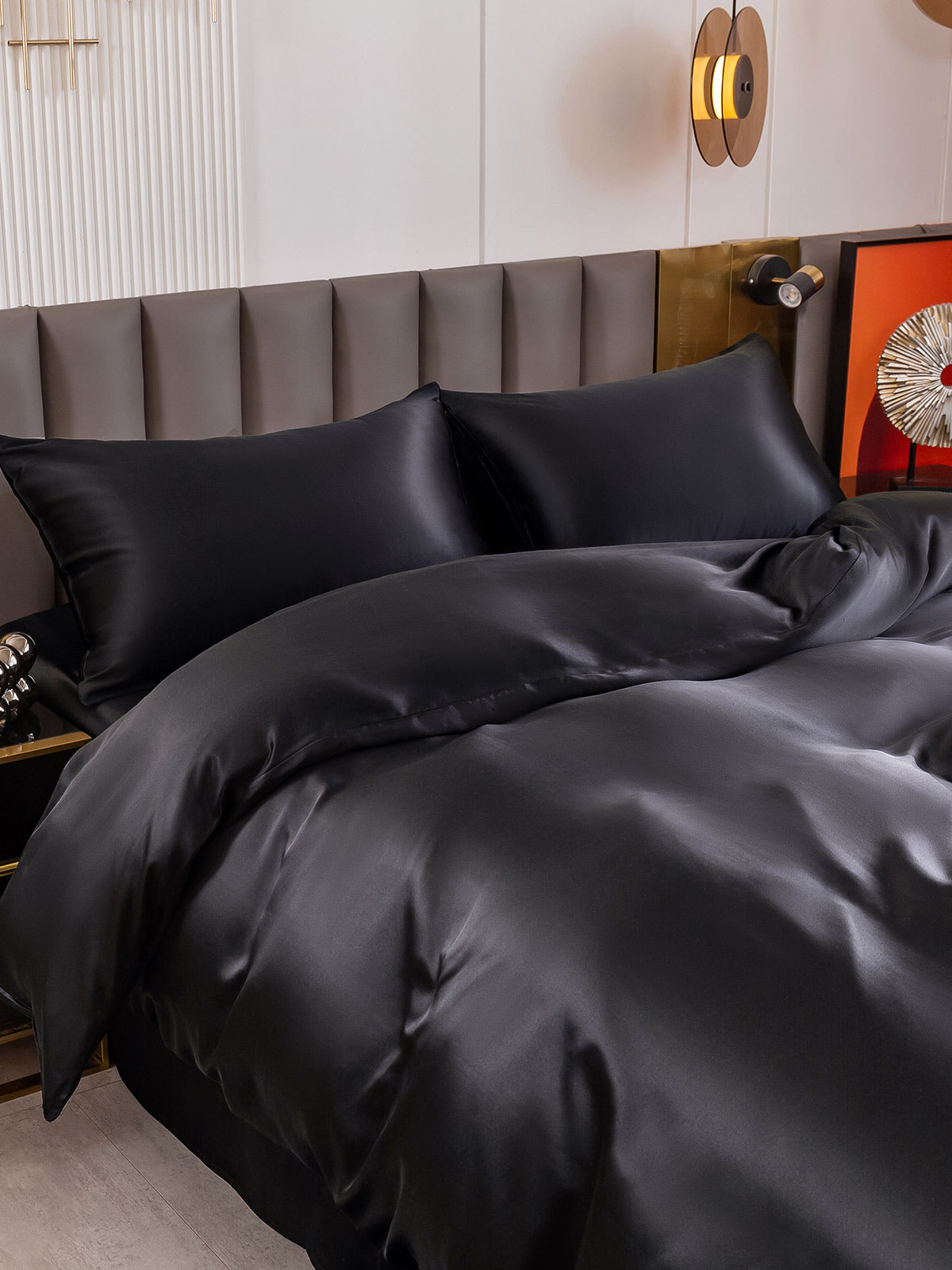 [Black] SilkSilky-AU 19Momme Bedding Set 003