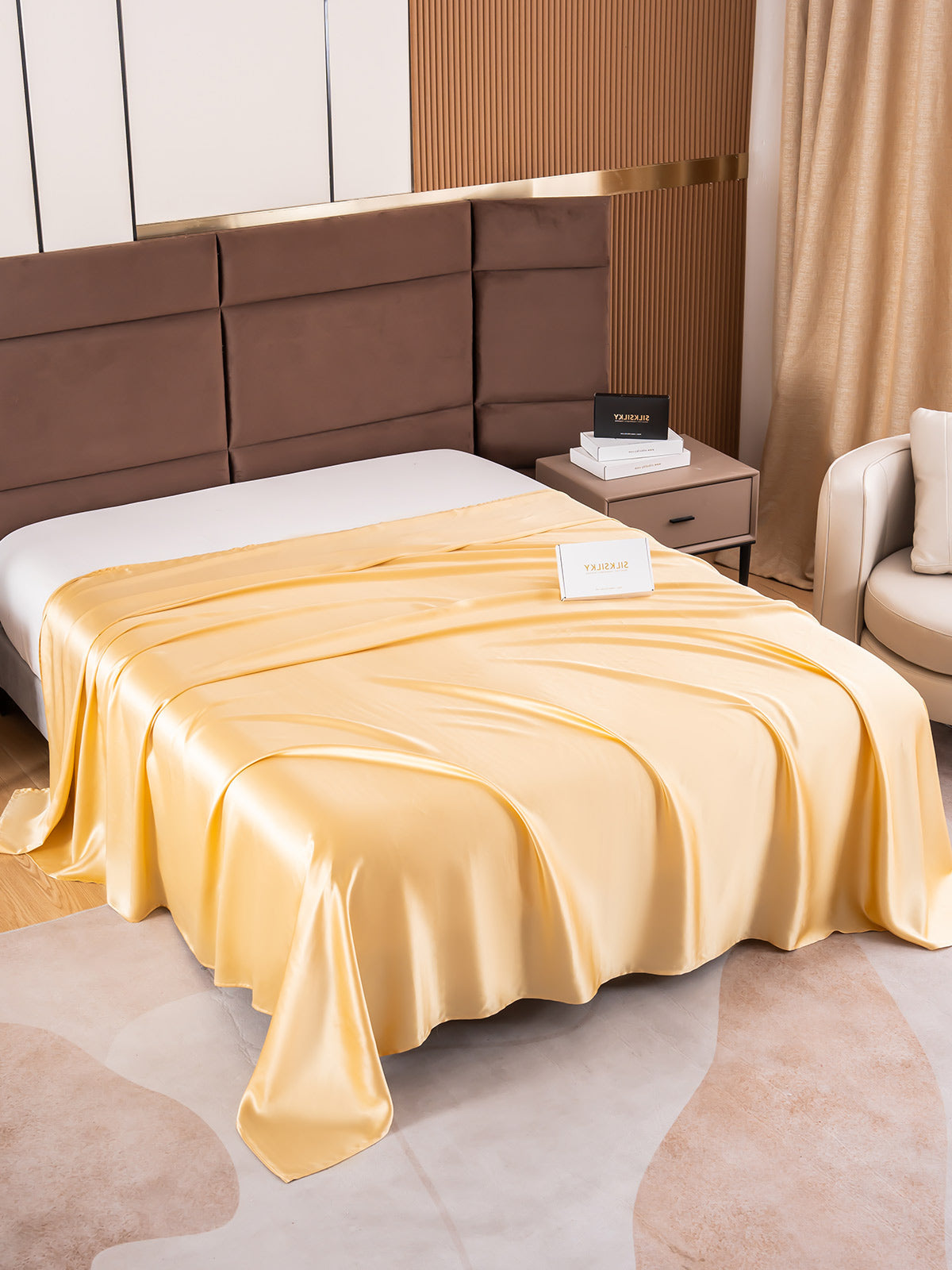 [Champagne] SilkSilky-AU 19Momme Sheet 002