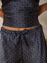 [Navy Ginkgo] SilkSilky-AU Sleeveless V Neck Camisole Set 006