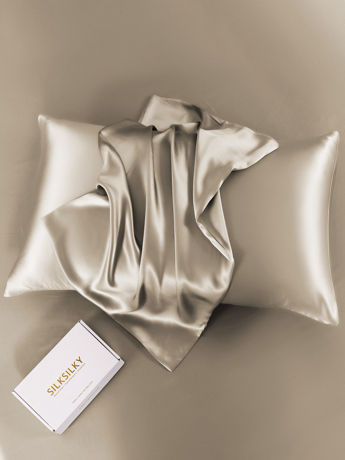 SilkSilky-AU 19Momme Pure Silk Pillowcase Khaki 007