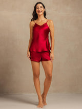 [Wine] SilkSilky-AU Sleeveless V Neck Camisole Set 007