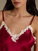 [Wine] SilkSilky-AU Sleeveless V Neck Camisole Set 004