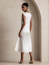 [White] SilkSilky-AU Cap Sleeve Dress 002