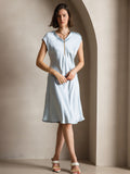 SilkSilky-AU Pure Silk Sleeveless V Neck Dress LightBlue 005