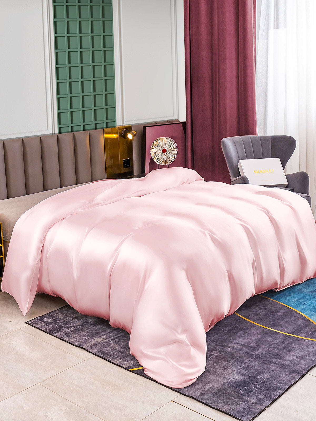 SilkSilky AU 25Momme Pure Silk Duvet Cover Pink 001