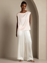 [Pink] SilkSilky-AU Cap Sleeve Round Neck Women's T-Shirt 005