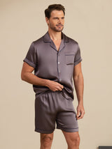[Purple Gray] SilkSilky-AU Short Sleeve Notch Collar Men's Pyjamas 006