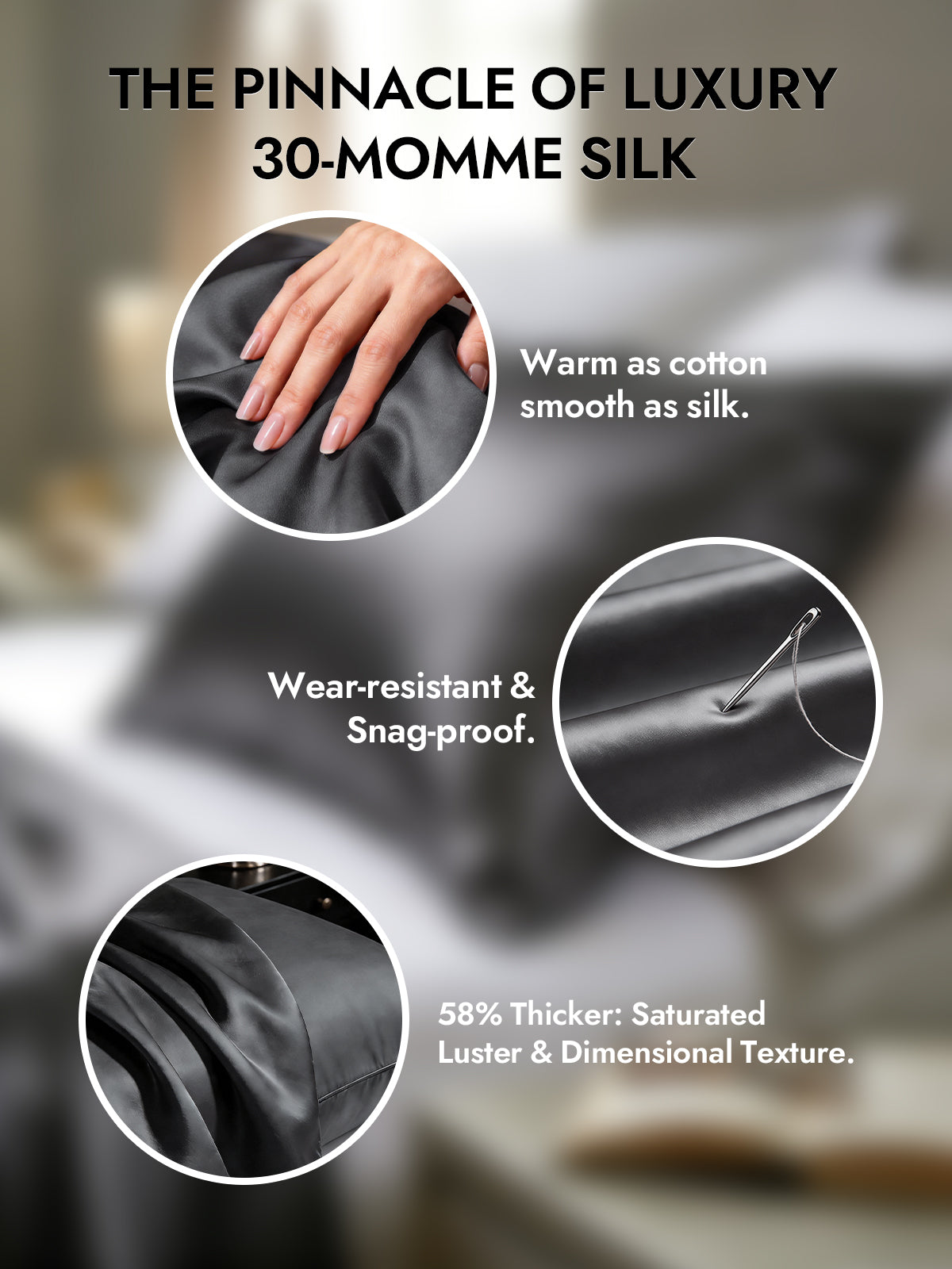 [Dark Gray] SilkSilky-AU 30Momme Pure Silk Pillowcase 002
