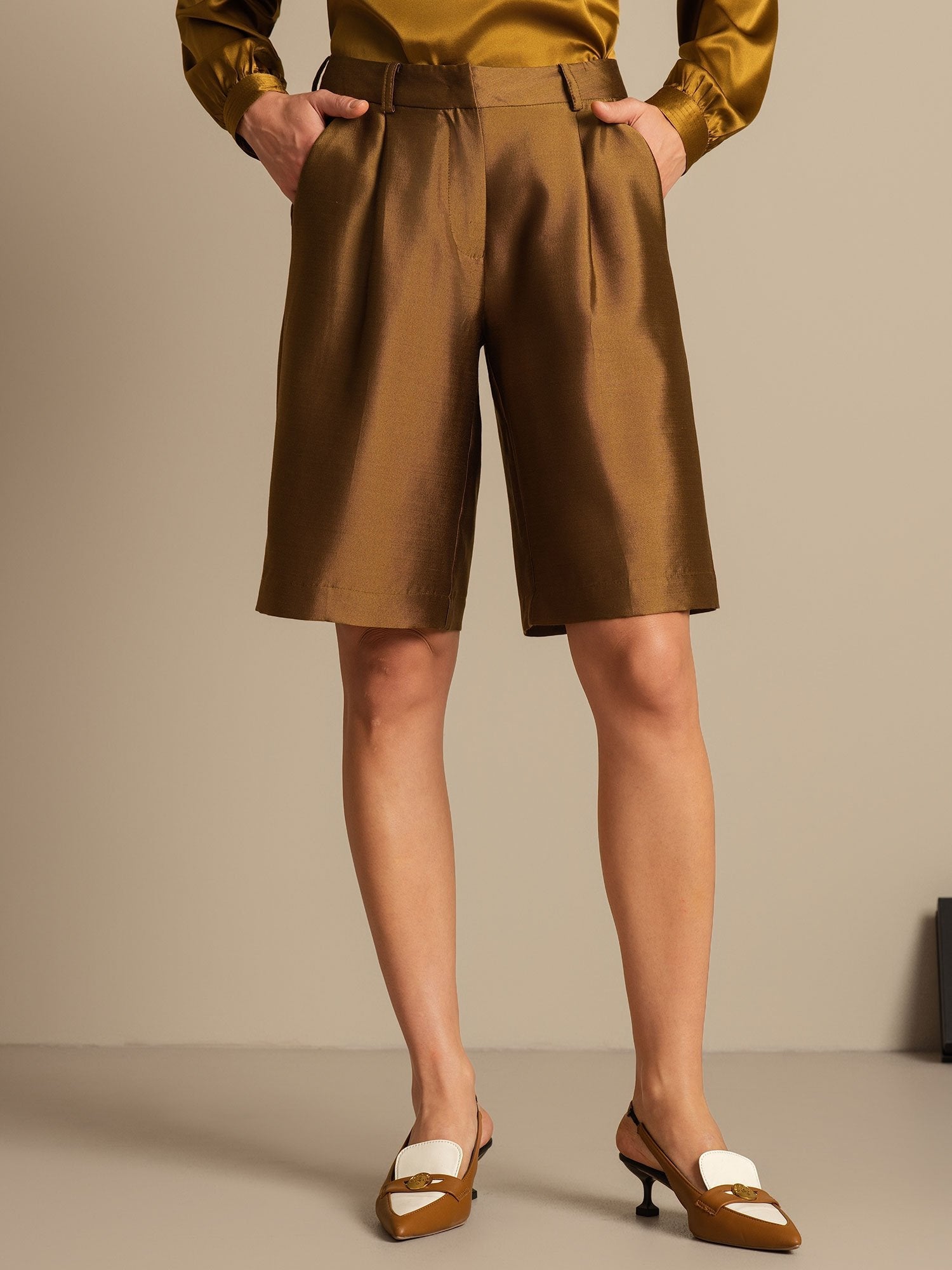 [Bronze] SilkSilky-AU 32Momme Wool Womens Shorts 001,