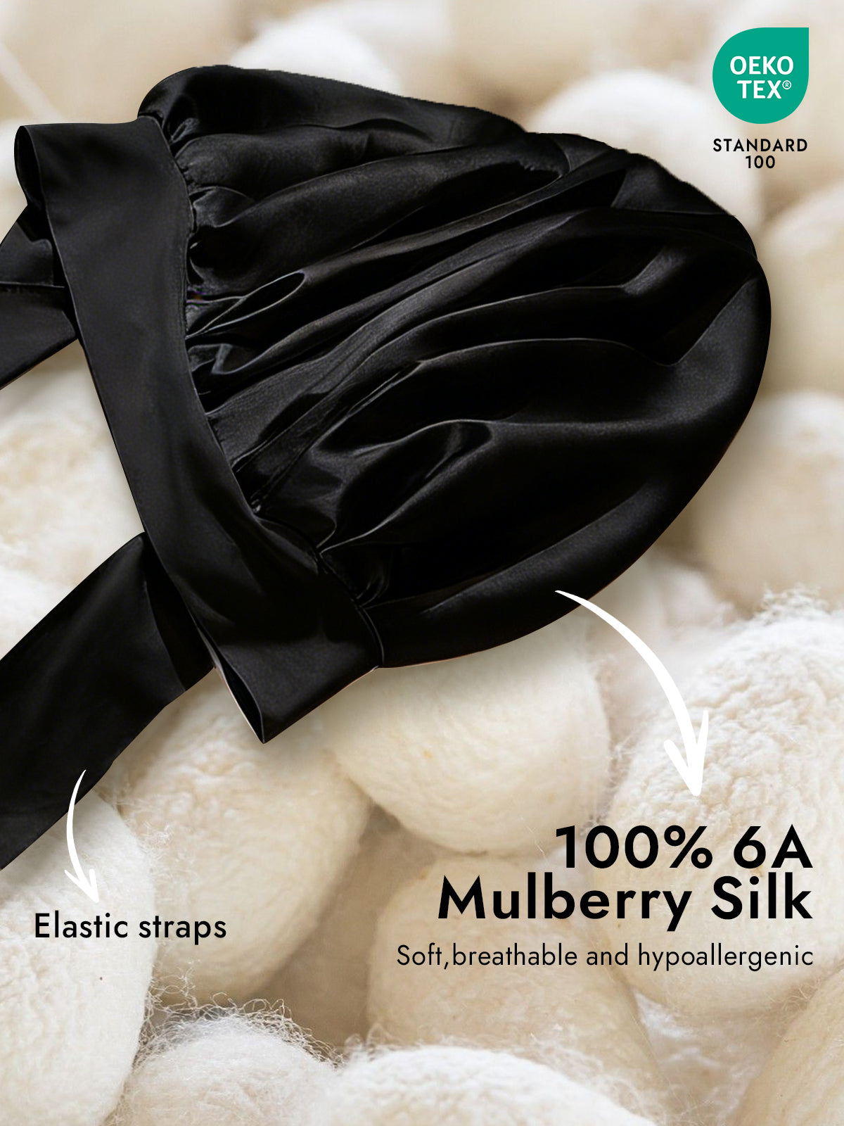 [Black] SilkSilky-AU Sleep Cap 002
