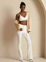 [Champagne] SilkSilky-AU 19Momme Stretch Silk Charmeuse Long Sleeve Women's Outerwear 006