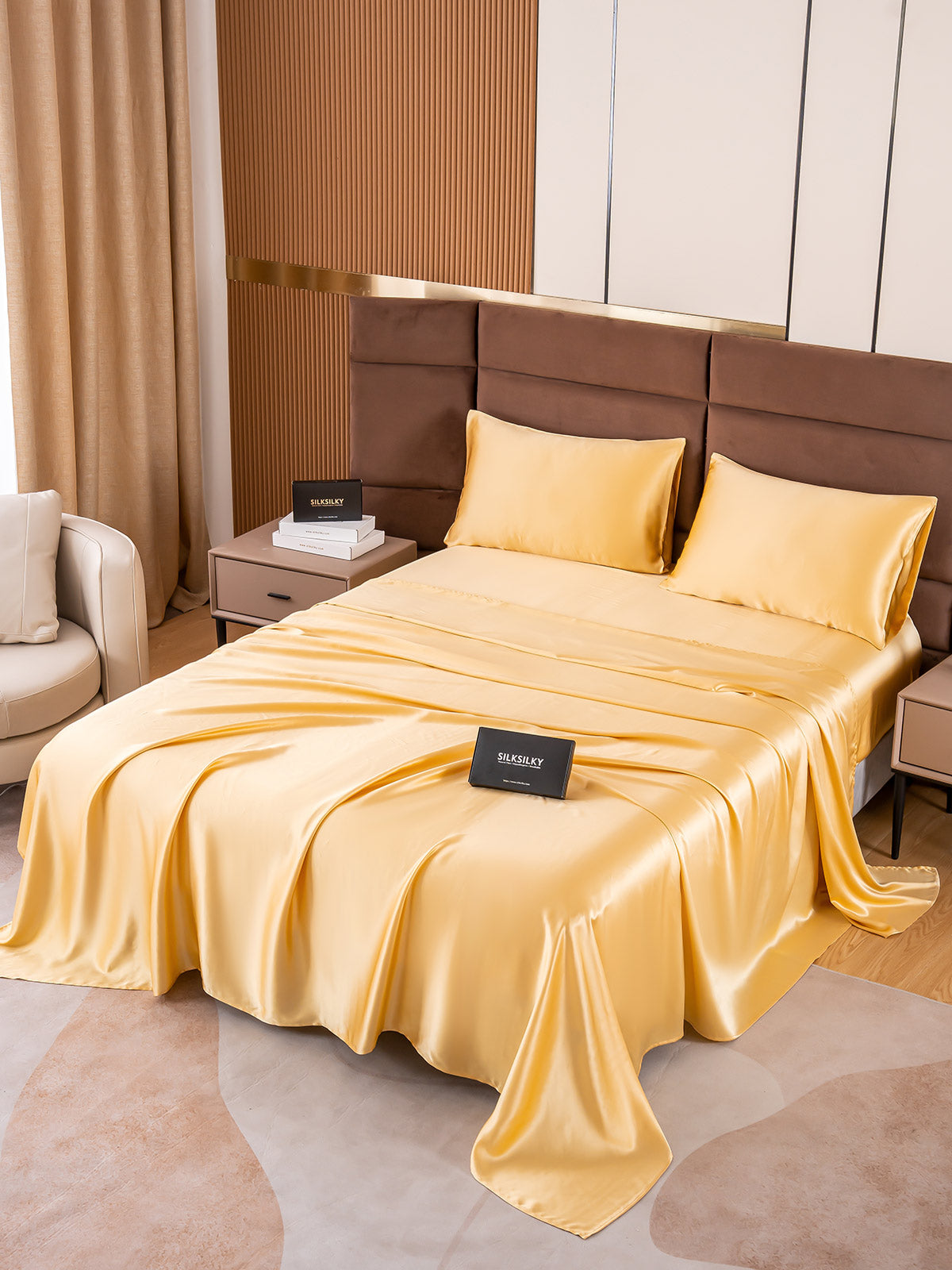 [Champagne] SilkSilky-AU 19Momme Pure Silk Bedding Set 006