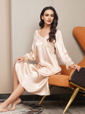 SilkSilky AU Pure Silk Long Sleeve Nightgown Champagne 005