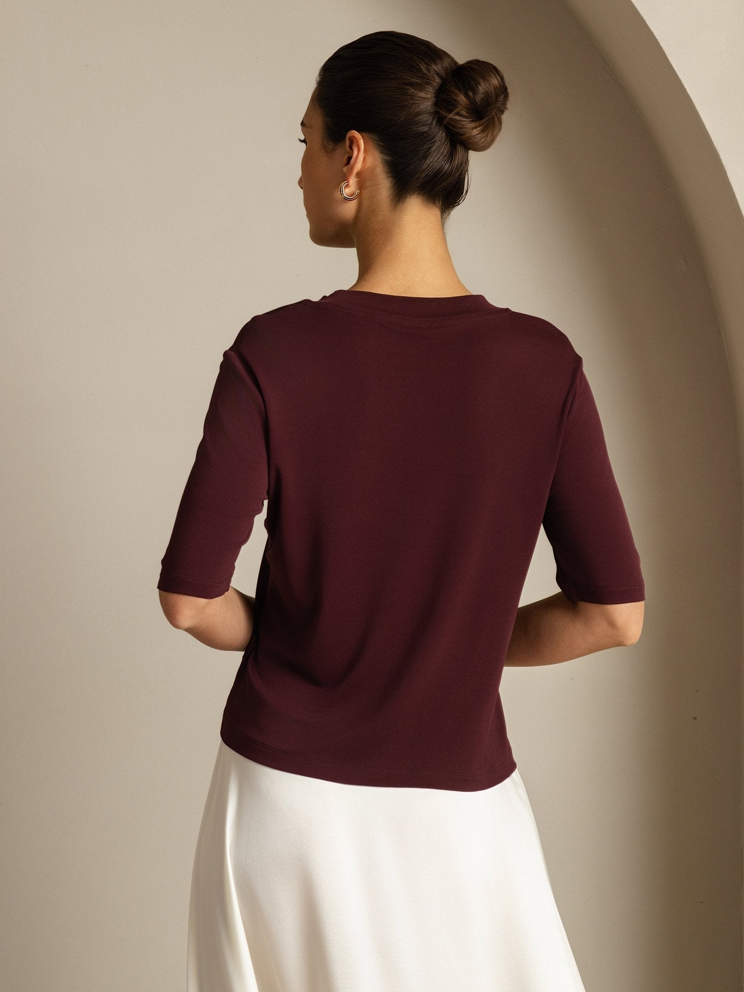 [Windsor Wine] SilkSilky-AU Pure Silk Round Neck Women's T-Shirt 002