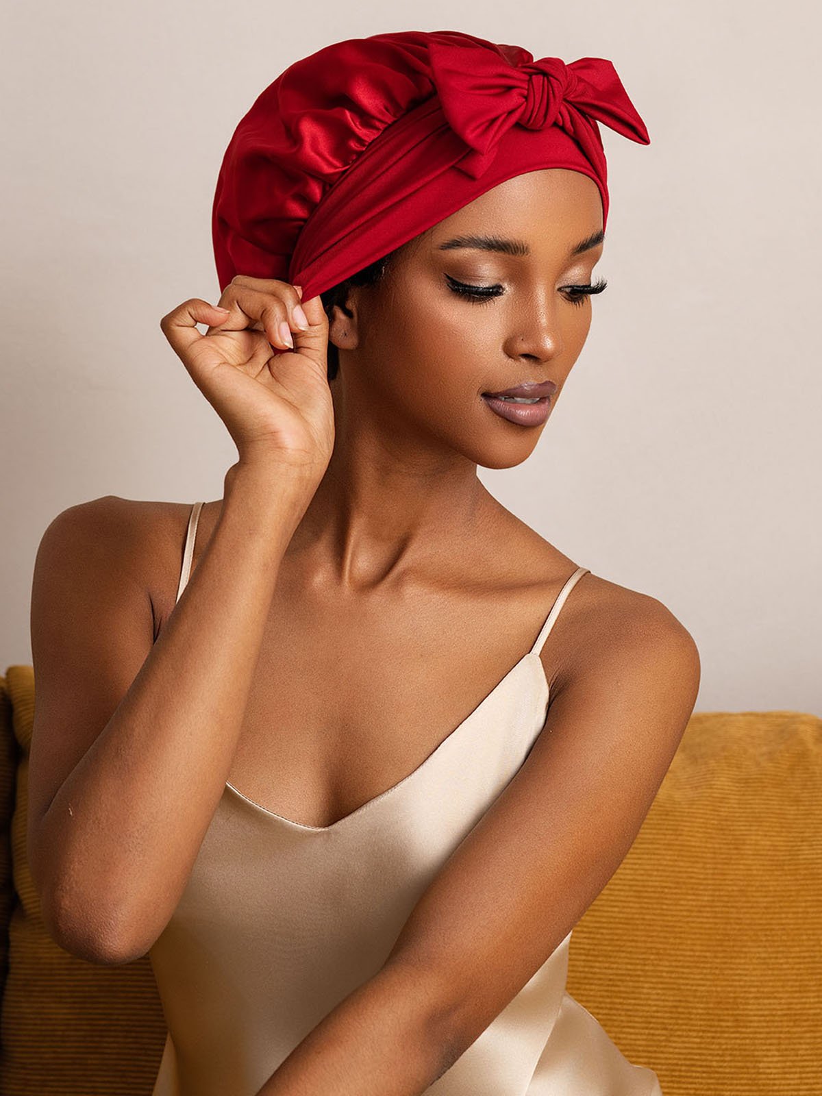 SilkSilky-AU Pure Silk Sleep Cap Wine 004