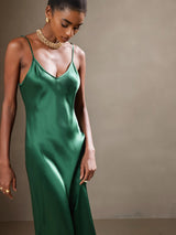 [Green] SilkSilky-AU Sleeveless V Neck Dress 004