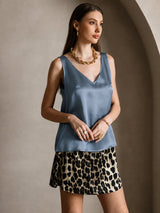 [Real Teal] SilkSilky-AU Sleeveless V Neck Camisole 001