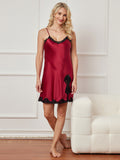 SilkSilky AU Pure Silk Sleeveless V Neck Nightgown Wine 004