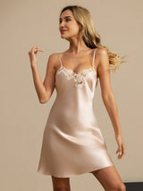 [Pink] SilkSilky-AU Sleeveless V Neck Nightgown 001