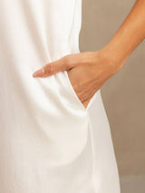 [White] SilkSilky-AU 19Momme Machine-Washable Silk Sleeveless Scoop Neck Nightgown 005