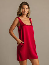 [Wine] SilkSilky-AU 19Momme Machine-Washable Silk Sleeveless Scoop Neck Nightgown 006