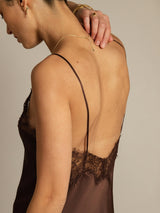 [Brown] SilkSilky-AU Pure Silk Asymmetric Dress 005